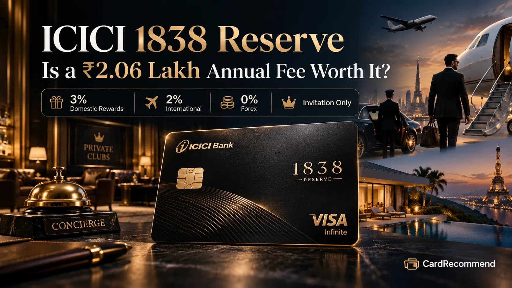 ICICI 1838 Reserve Credit Card luxury metallic design review and fee calculation